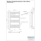 Eastbrook Wendover Straight Heated Towel Rail in Brushed Brass