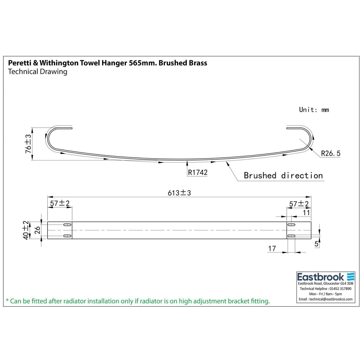 Eastbrook Radiator Towel Hangers Eastbrook Peretti/Withington Towel Hanger