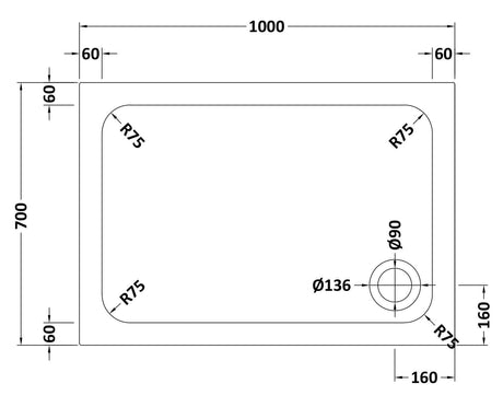Aquarius Bathrooms Quadrant Shower Tray 1000x700mm Aquarius Urbano 45mm Rectangular Stone Resin Anti Slip Shower Tray
