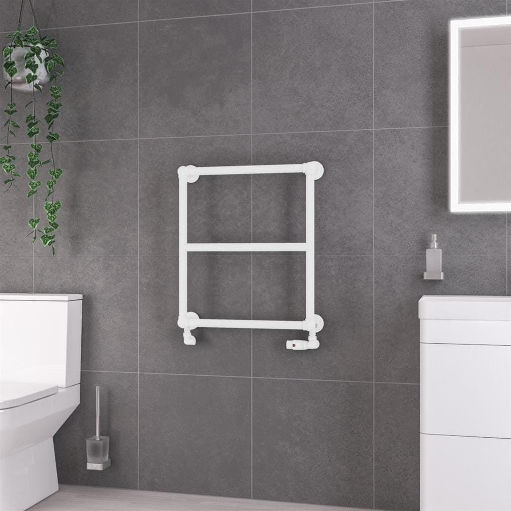 Eastbrook Stour Vertical Traditional Heated Towel Rail - 690 x 600 in Matt White