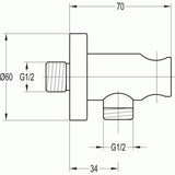 Flova Shower Brackets and Outlets Flova Levo Round Wall Outlet Elbow with Handset Holder