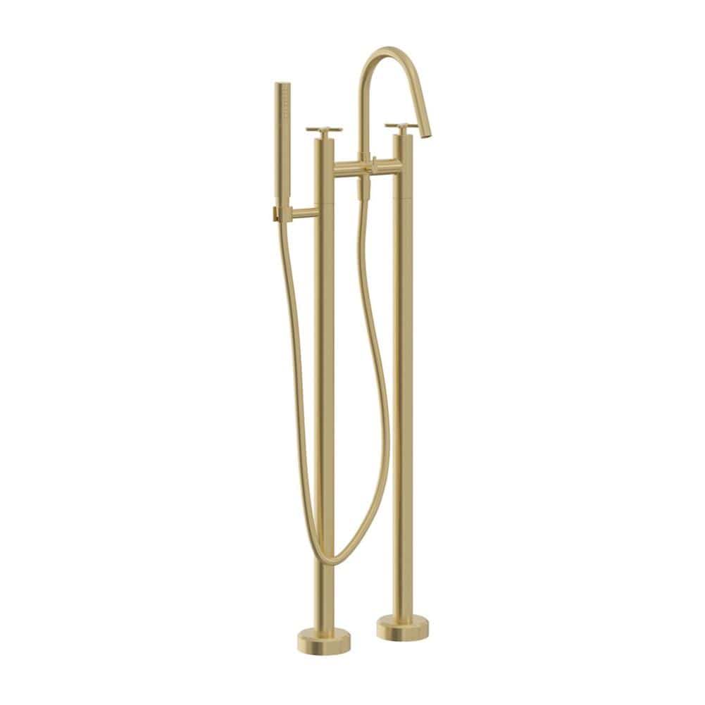 Heritage Freestanding Bath Filler Brushed Brass Heritage Salcombe Floor Standing Bath Shower Mixer