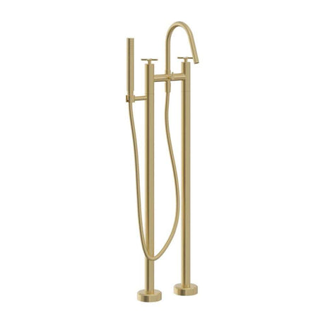 Heritage Freestanding Bath Filler Brushed Brass Heritage Salcombe Floor Standing Bath Shower Mixer