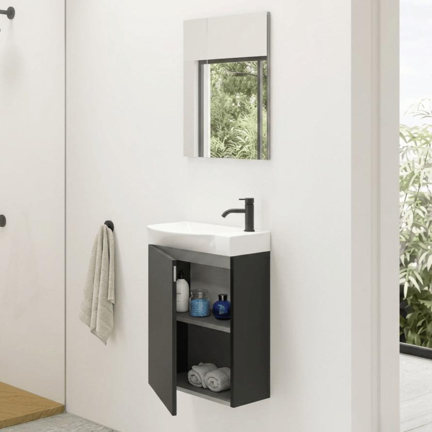 Roca Cloakroom Vanity Unit Anthracite Grey Roca Bosco 450mm Wall Mounted Cloakroom Vanity Unit with Basin