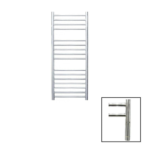 JIS Ladder Rail 1000 x 400mm / Polished Chrome / Electric Only with Cylindrical Adjustable Element JIS Sussex Steyning Vertical Stainless Steel Heated Towel Rail