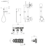 UK Bathroom Store Concealed Shower Set Crosswater Module Shower Set 5 with Pencil Handset and Overflow Bath Filler