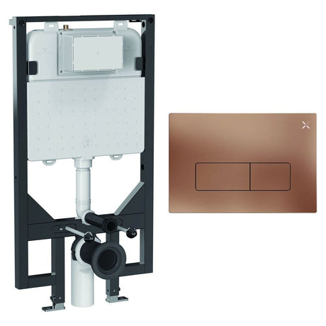 Crosswater Wall Hung WC Frame MPRO Plate in Brushed Bronze Crosswater 1.14m Ultra Slim Depth Dual Flush WC Support Frame Set with Flush Plate