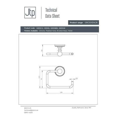 JTP Toilet Roll Holder JTP Grosvenor Toilet Roll Holder