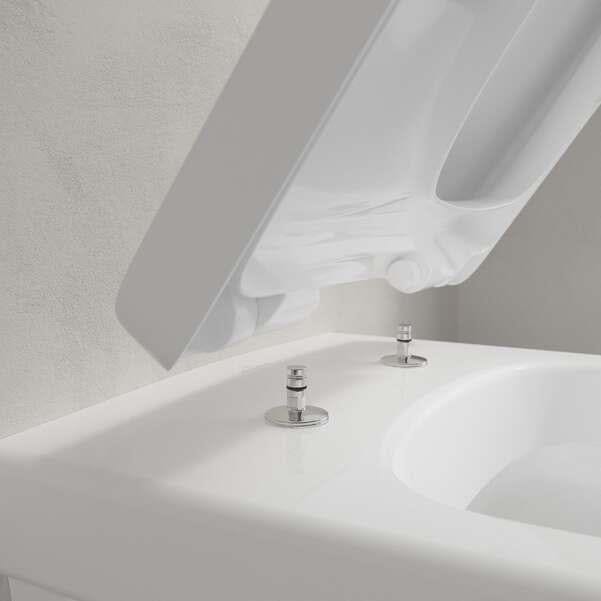 Villeroy & Boch Wall Hung Toilet Villeroy & Boch Architectura Square Wall Hung Rimless DirectFlush Toilet with Soft Close Seat
