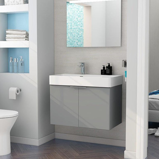 Imex Wall Mounted Vanity Unit Imex Blade Wall Mounted 800mm Double Door Vanity Unit with Basin in Matt Grey
