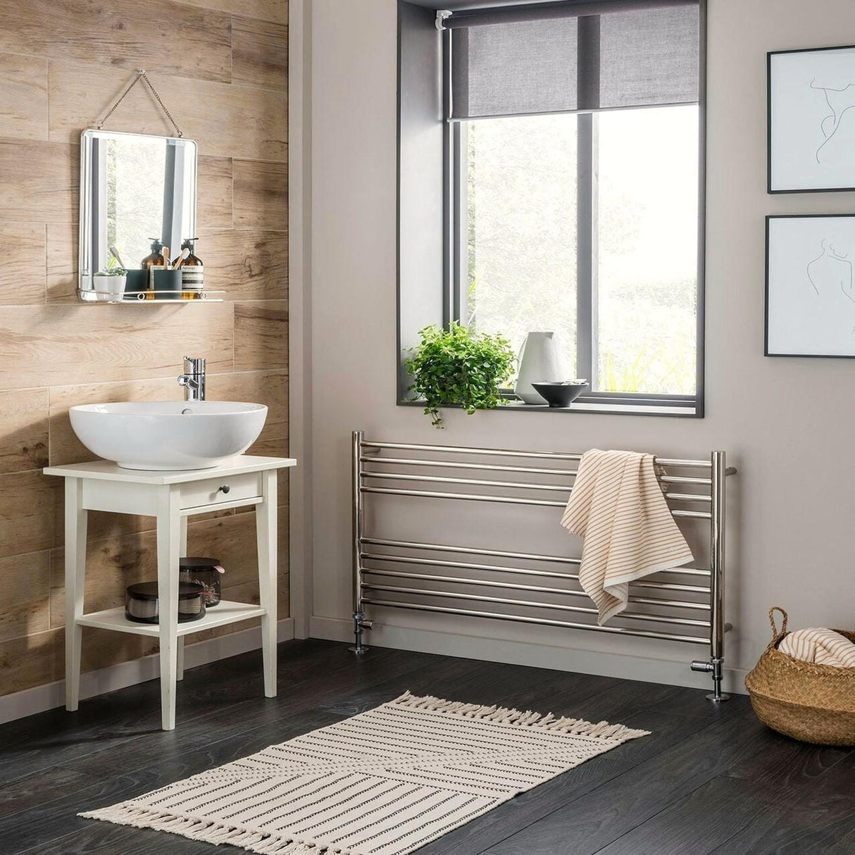Vogue Ladder Rail 800 x 750 / Electric Only Vogue Pearl Straight Ladder Towel Rail in Polished Stainless Steel