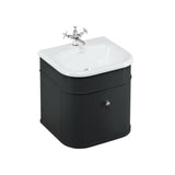 Burlington Wall Mounted Vanity Unit Matt Black / Natural Stone Roll Top Basin - 0 Tap Hole / Brushed Nickel Burlington Chalfont 550mm Wall Mounted Single Drawer Vanity Unit with Basin