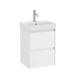 Roca Wall Mounted Vanity Unit Matt White Roca Ona 450mm Compact Wall Mounted Two Drawer Vanity Unit with Basin
