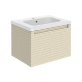 Aquarius Bathrooms Wall Mounted Vanity Unit Matt Cotton / 1 Tap Hole Ceramic Basin Aquarius Contour 615mm Wall Mounted One Drawer Vanity Unit with Basin