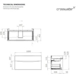 Crosswater Wall Mounted Vanity Unit Crosswater Glide II Wall Mounted Two Drawer Vanity Unit with Basin