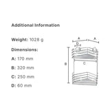 Smedbo Basket Smedbo Beslagsboden Frame Self-Adhesive Two Tier Corner Shower Basket