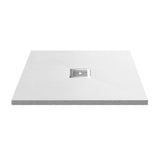 UK Bathroom Store Square Shower Tray Aquarius Urbano Slimline 33mm Slate Effect Square Stone Resin Shower Tray in White Slate