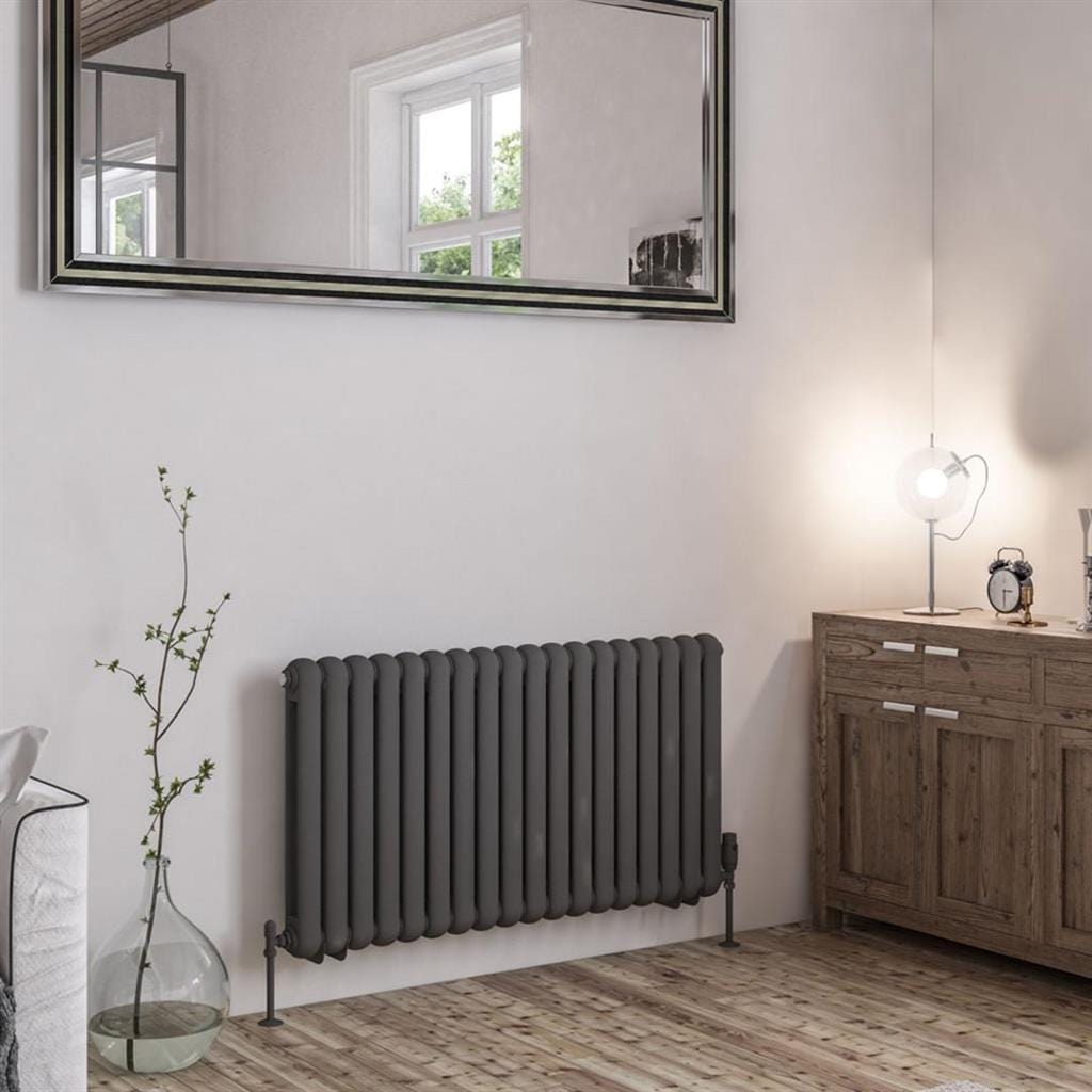 Eastbrook Column Radiator 600 x 1103 / Dual Fuel Eastbrook Rubano Straight Horizontal Traditional Column Radiator in Matt Anthracite