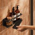 hib. Shelf Black hib. Shower Shelf with Grab Bar and Magnetic Squeege