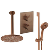 UK Bathroom Store Concealed Shower Set Brushed Bronze / Ceiling Arm / 300mm Crosswater Crossbox Shower Set 4 - 2 Outlet with Riser Rail Kit and Fixed Overhead Showerhead