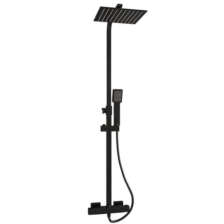 Eastbrook Exposed Shower Set Matt Black Eastbrook Modern Square Thermostatic Shower Valve Set with Adjustable Riser, Showerhead and Handset