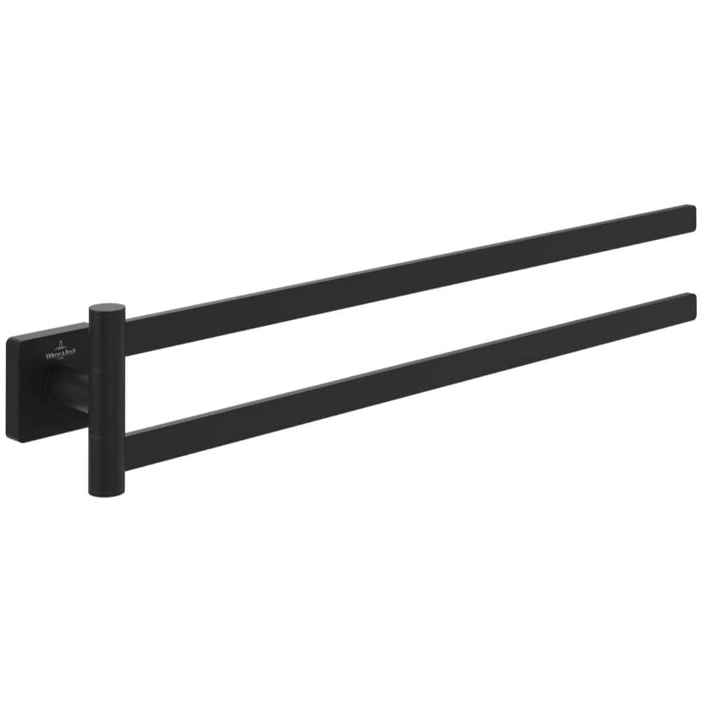 Villeroy & Boch Towel Rails and Rings Matt Black Villeroy & Boch Elements Tender Double Arm Towel Holder