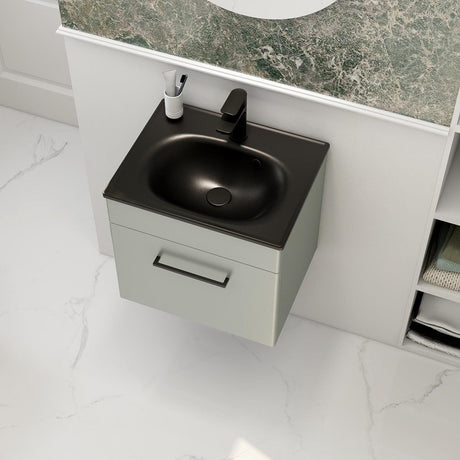 Imex Wall Mounted Vanity Unit Pistachio / Black Imex Croma Wall Mounted Single Drawer 500mm Vanity Unit with 1 Tap Hole Basin