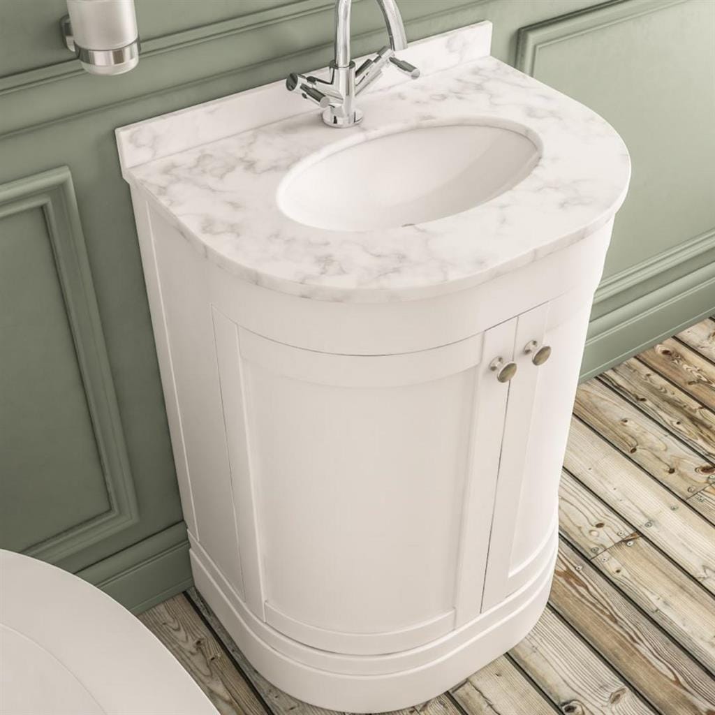 Eastbrook Floor Standing Vanity Unit Matt White / White Quartz Eastbrook Hardwick Traditional 600mm Floor Standing Vanity Unit with Basin