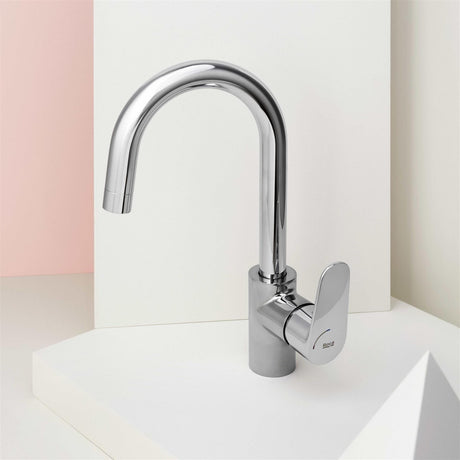 Roca Mono Basin Tap Roca Victoria Plus Cold Start Basin Mixer Tap with Side Handle and Click Clack Waste