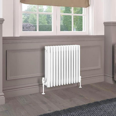 Eastbrook 600 x 605 / Electric Only Eastbrook Rivassa Traditional 4 Column Radiator in Gloss White