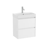 Roca Wall Mounted Vanity Unit Matt White Roca Ona 550mm Compact Wall Mounted Two Drawer Vanity Unit with Basin