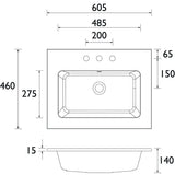 Heritage Wall Mounted Vanity Unit Heritage Lynton 600mm Wall Hung Vanity Unit with Basin, Waste and Handle Bundle