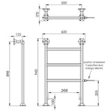 Vogue Traditional Towel Rail Vogue Art Moderne Straight Floor Mounted Traditional Towel Radiator in Chrome
