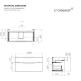 Crosswater Wall Mounted Vanity Unit Crosswater Glide II Wall Mounted Two Drawer Vanity Unit with Worktop