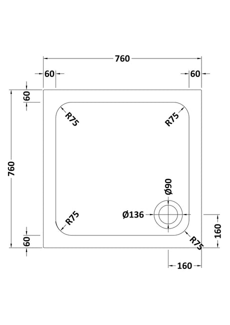 Aquarius Bathrooms Square Shower Tray 760x760mm Aquariuus Urbano 45mm Square Stone Resin Anti Slip Shower Tray