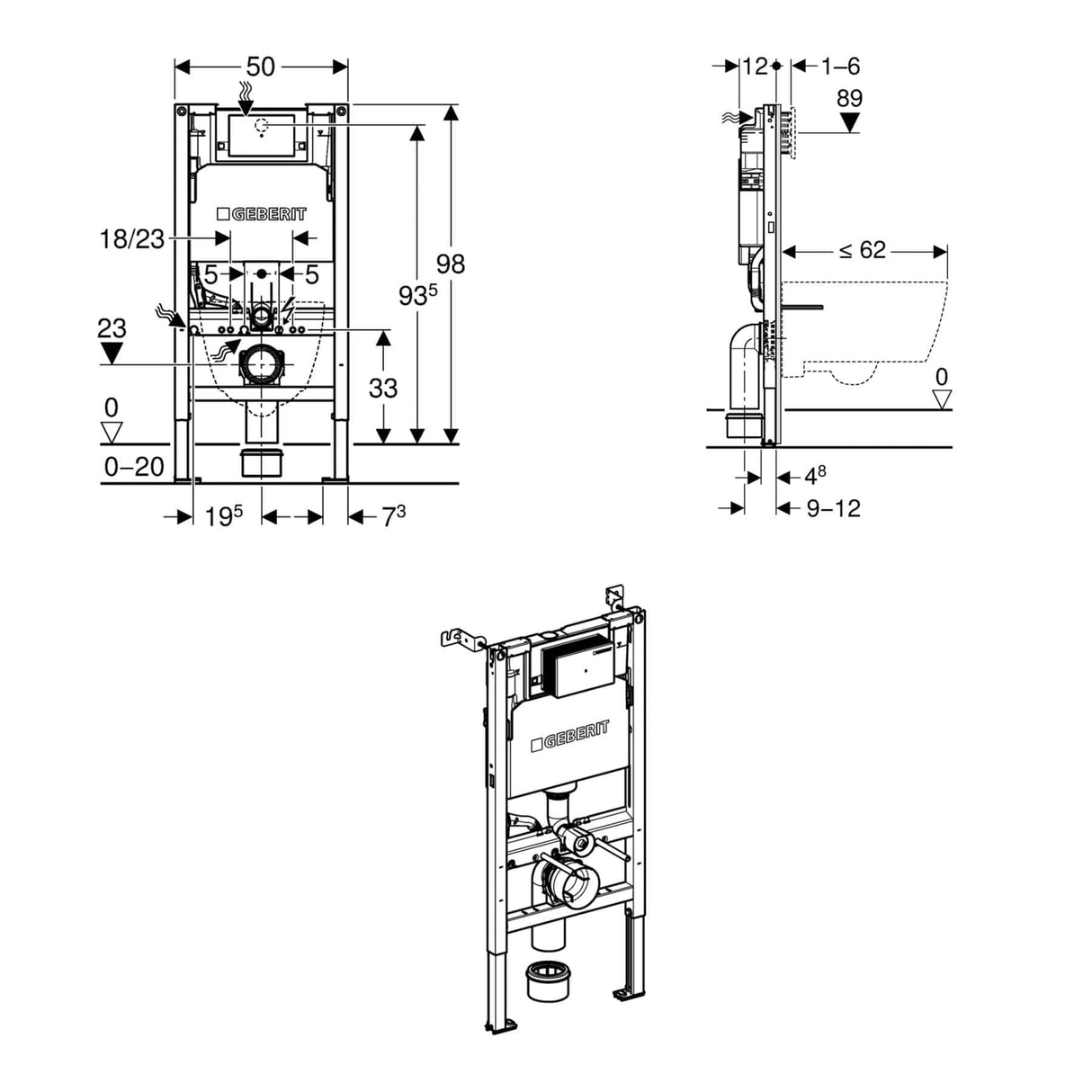 Geberit Concealed Cistern Geberit Duofix Alpha Wall Hung Cistern and Frame 980mm