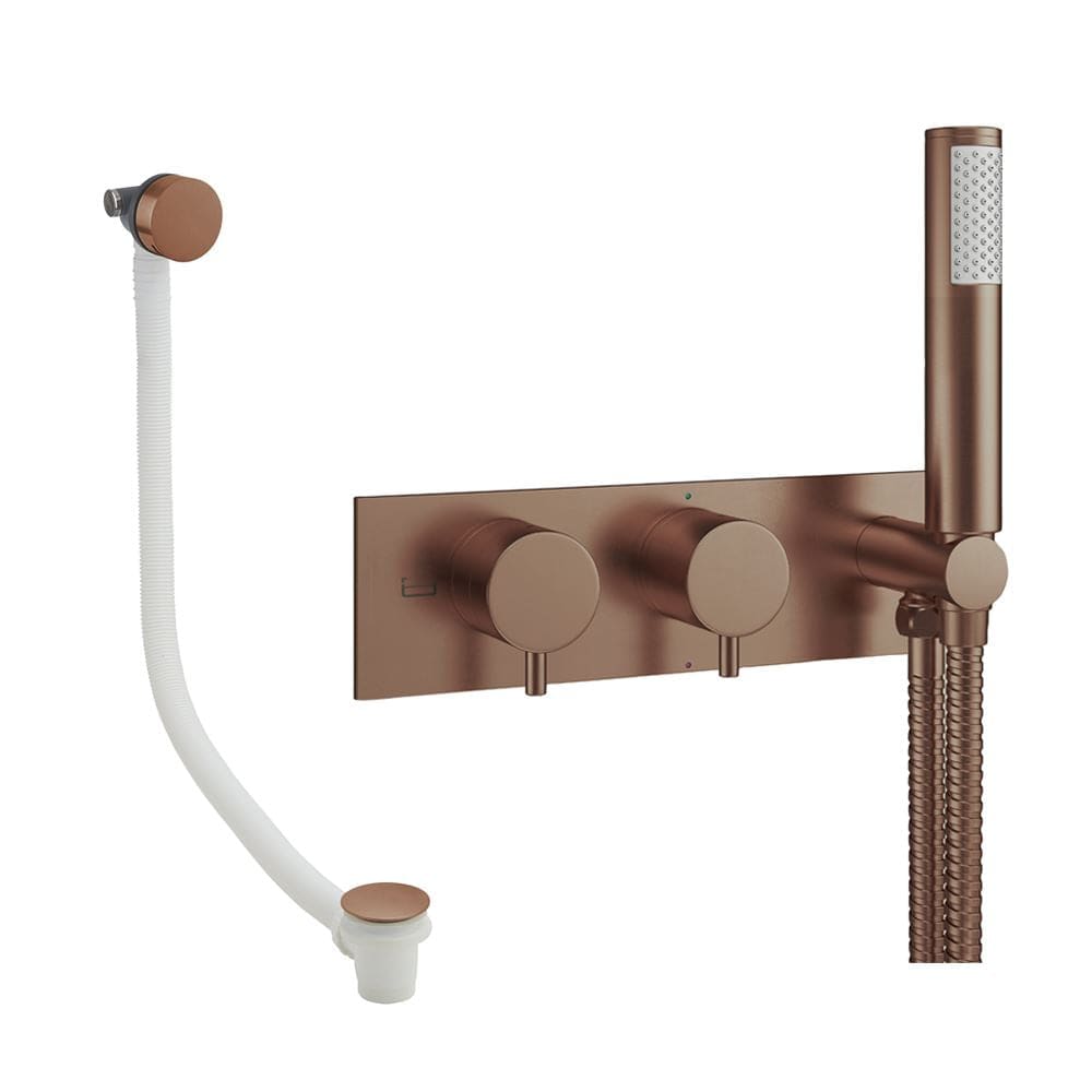 Crosswater Concealed Shower Set Brushed Bronze Crosswater Design 2 Handle 2 Outlet Shower Set 5 with Integrated Handset and Overflow Bath Filler