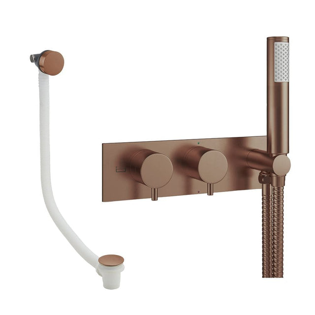 Crosswater Concealed Shower Set Brushed Bronze Crosswater Design 2 Handle 2 Outlet Shower Set 5 with Integrated Handset and Overflow Bath Filler