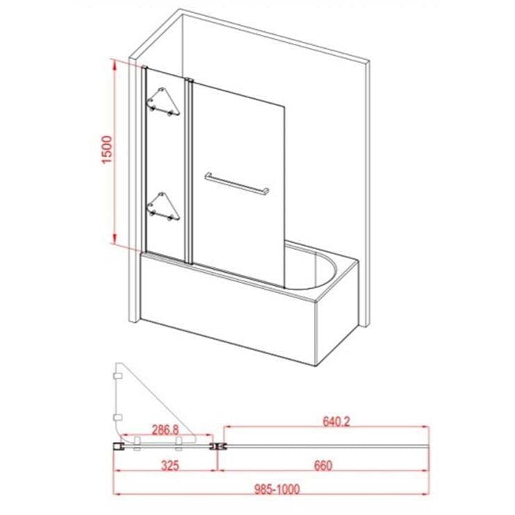 Aquarius Bathrooms Bath Screen Aquarius LevAqua Deluxe Two Panel Folding Bath Screen in Chrome