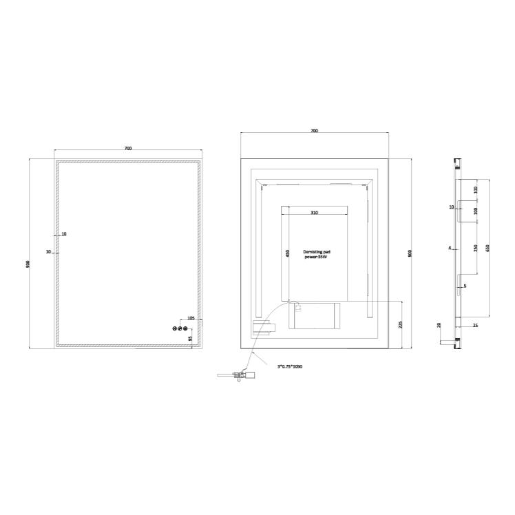 Crosswater Illuminated Mirror Crosswater MPRO LED Illuminated Rectangular Mirror