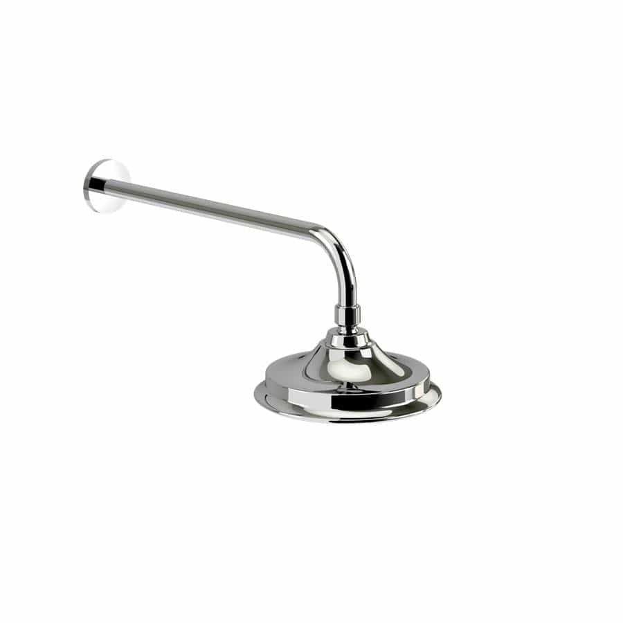 Burlington Fixed Shower Head Chrome / 6" Burlington Riviera Fixed AirBurst Shower Head with Wall Mounted Arm
