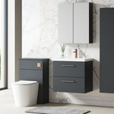 Aquarius Bathrooms Wall Mounted Vanity Unit Aquarius Brisbane 600mm Wall Hung 2 Drawer Vanity Unit with 1 Tap Hole Mid Edge Basin