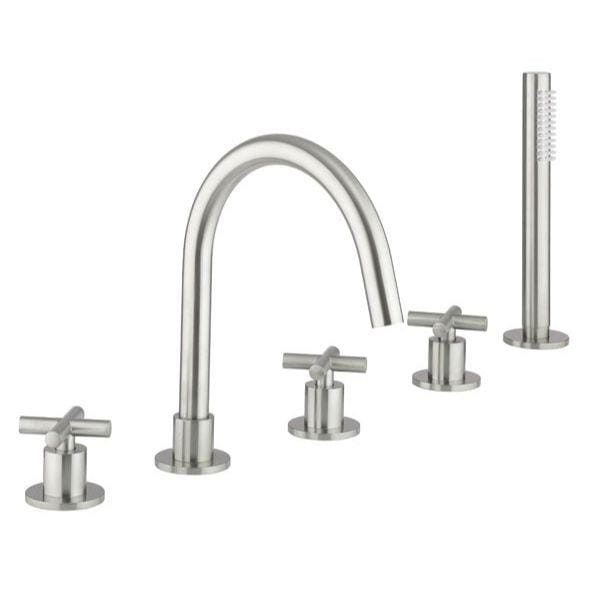 Crosswater 5 Tap Hole Bath Set Crosswater MPRO Crosshead 5 Hole Bath and Shower Mixer with Shower Set