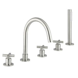 Crosswater 5 Tap Hole Bath Set Crosswater MPRO Crosshead 5 Hole Bath and Shower Mixer with Shower Set