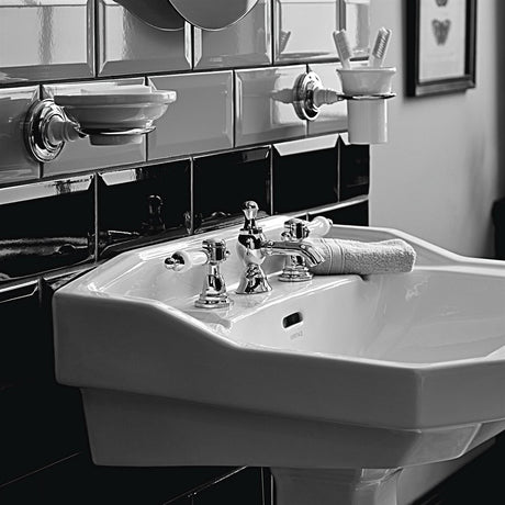 Heritage 3 Tap Hole Basin Set Chrome Heritage Glastonbury 3 Tap Hole Basin Mixer Tap