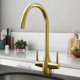 Aquarius Kitchen Tap Brushed Gold Aquarius TrueCook - Series 15 - Two Handle - Kitchen Mixer Tap