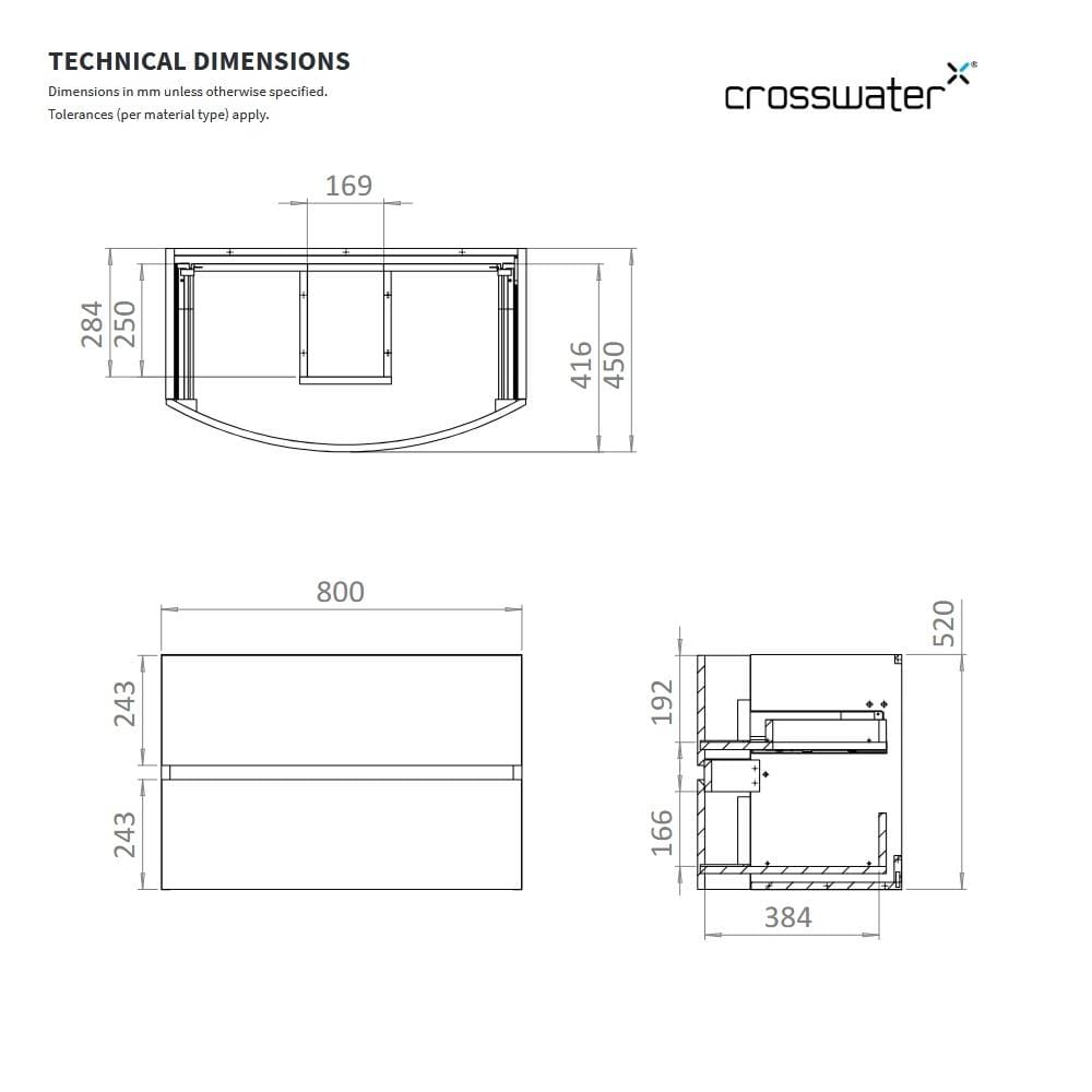 Crosswater Wall Mounted Vanity Unit Crosswater Svelte Wall Hung Vanity Unit with Basin