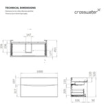 Crosswater Wall Mounted Vanity Unit Crosswater Glide II Wall Mounted Two Drawer Vanity Unit with Worktop