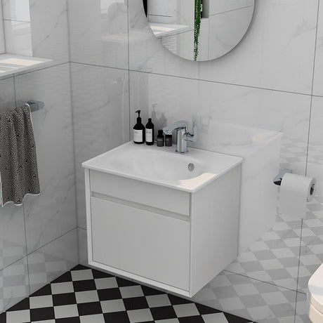 Imex Wall Mounted Vanity Unit White Imex Alma Wall Mounted Single Drawer 500mm Vanity Unit with Basin