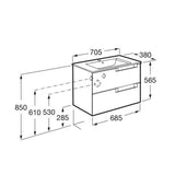 Roca Wall Mounted Vanity Unit Roca Aleyda Compact 700mm Wall Mounted Two Drawer Vanity Unit with Basin